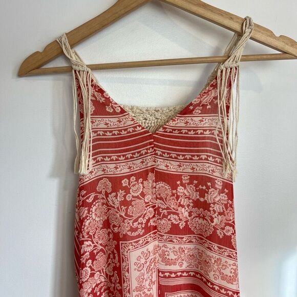 Zara Boho Flowy Coastal Macramé Tassels Maxi Beach Resort Vacation Dress XS / S - Picture 14 of 15